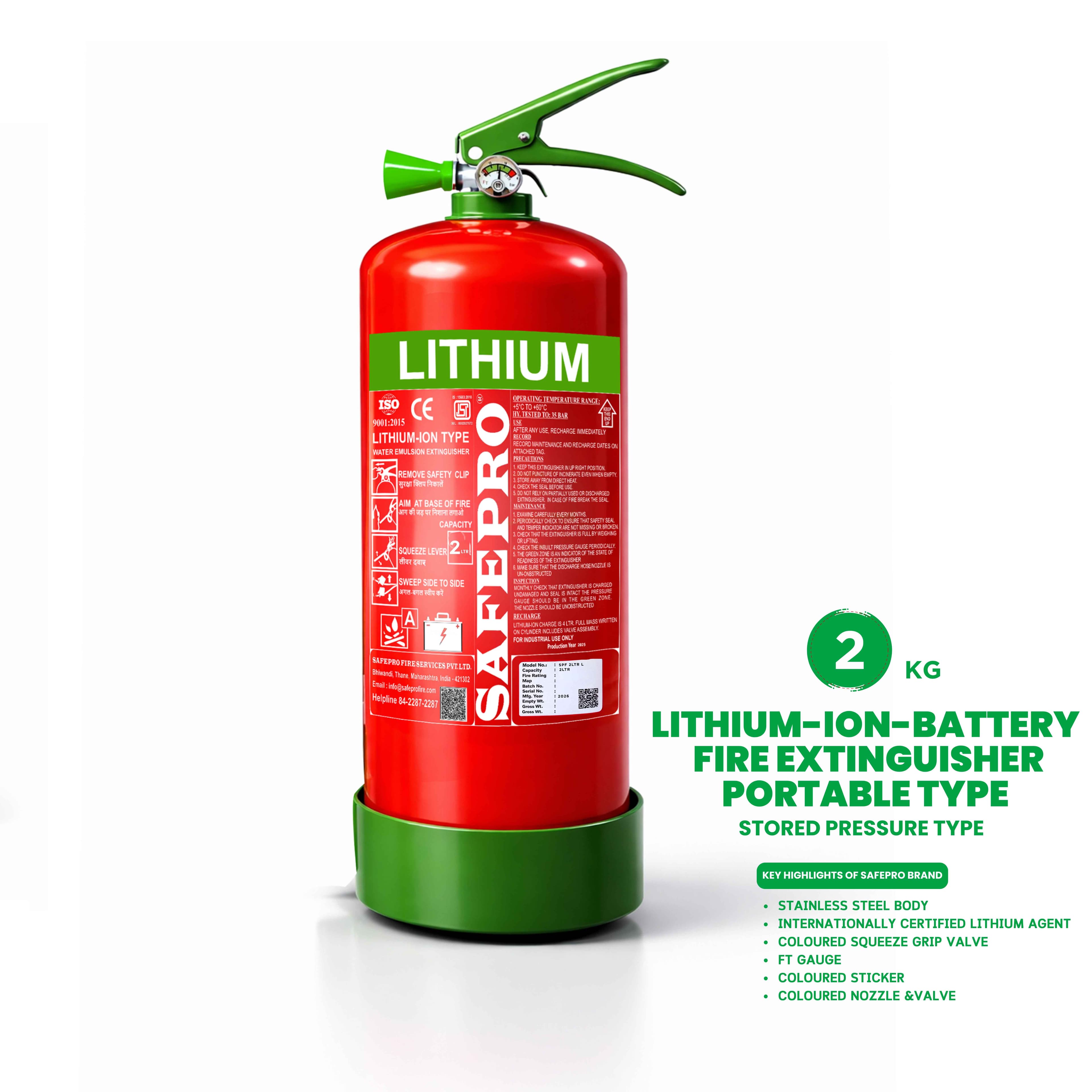 Lithium-ion Battery Fire Extinguisher Portable Type - 2L
